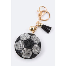 New Stylish Women Tassel Bling Pave Soft Crystal Black Soccer Ball Key Charm - £6.72 GBP