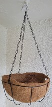 Plant Hanging Black Wire Baskets w Coconut Fiber Liners 10”D x 21”H - £7.09 GBP