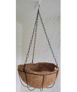 Plant Hanging Black Wire Baskets w Coconut Fiber Liners 10”D x 21”H - £7.09 GBP