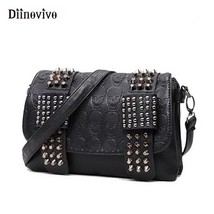 DIINOVIVO 2022 New Rivet Women Bag PU Leather Shoulder Bags Bag Punk Crossbody B - £35.89 GBP