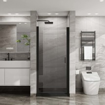 Goodyo 34x72 Pivot Shower Door - Black, Tempered Glass - $299.99