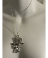 925 Sterling Silver Chain &amp; Alloy Top Hat Skull Head Pendant Necklace - $34.65