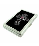 Rhinestone PRINTED Bling Cross y2k  100's Size Cig Case w/lighter Metal ... - $21.73