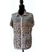 Ladies Gauzy Leopard Print Zippered Jacket, XL, Leopard Print - $15.97