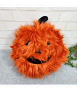 Cupcakes and Cashmere Halloween Pillow Jack O Lantern Fuzzy Orange Viral... - $36.99