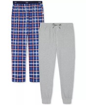 Gap Mens 2Pk. Waffle-Knit Jogger-Leg Pajama Pants Gray Heather/Blue Plai... - $29.99