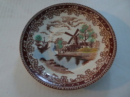 Vintage Ironstone Ware Brown Transfer Saucer - Windmill &amp; Ship (5 3/4 inch) - €8,74 EUR