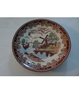 Vintage Ironstone Ware Brown Transfer Saucer - Windmill &amp; Ship (5 3/4 inch) - £7.90 GBP