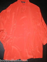 New Womens $495 Natori XS NWT Silk Blouse Top Bright Orange Batwing 3/4 Sleeves - £309.58 GBP