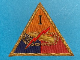 POST WWII, U.S. ARMY, OCCUPATION PERIOD, Ist ARMORED CORPS, BULLION, PATCH - £27.26 GBP