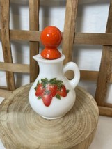 Vintage Avon Decanter Bottle White Glass With Strawberries And Original Stopper - £9.02 GBP