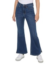 Calvin Klein Women&#39;s High-Rise Flared Slit-Hem Jeans Blue B4HP - $33.20+