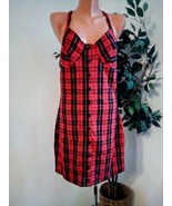 Vintage Y2K Betsey Johnson Luxe Red Flannel Checkered Dress Open Back Re... - £58.99 GBP