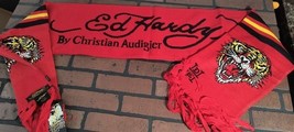 Ed Hardy By Christian Audigier-2000s Vintage Rojos Tigre Bufanda ~ Nunca... - $31.68