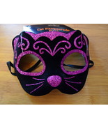 KITTY MASQUERADE COVER MASK SALES Felt Black &amp; Hot Pink Party Cat Face C... - $14.02 CAD
