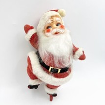 Vintage Red Flocked Felt Plastic Dancing Waving Santa Claus 9” missing stand - £19.97 GBP