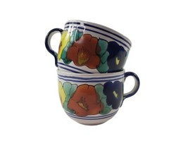 MEXICAN Pottery Set of Two Matching COFFEE TEA CUPS MUGS - £16.85 GBP