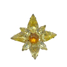Vintage Brooch 1 in Yellow Orange Crystal Flower Stick Pin - £22.58 GBP