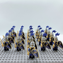 Medieval Blue-lion Soldier Crown Castle Knight Minifigure Block Toys - S... - £24.27 GBP+