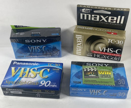 VHS C Sony TC-30 Panasonic Maxell Lot/4 Blank Camcorder Cassette Tape - £14.65 GBP