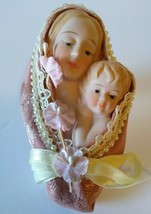 Vintage Madonna &amp; Child Ornate Beaded Fabric Floral Fancy Christmas Ornament - £19.01 GBP