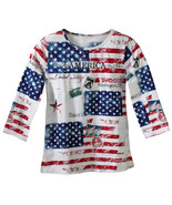 NICE AMERICAN PATRIOTIC WOMENS  BLOUSE WITH SEQUINS  SIZE LARGE - £20.08 GBP