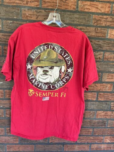 Primary image for Semper Fi Marine Corps T-Shirt Medium Red Guy Harvey Short Sleeve Tee Top Jersey