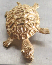Solid 14k Yellow Gold 1 1/8&quot; x 7/8&quot; Turtle Tortoise Pin Brooch 4.7g Marked 987 - £310.74 GBP