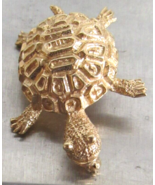 Solid 14k Yellow Gold 1 1/8&quot; x 7/8&quot; Turtle Tortoise Pin Brooch 4.7g Mark... - £317.30 GBP