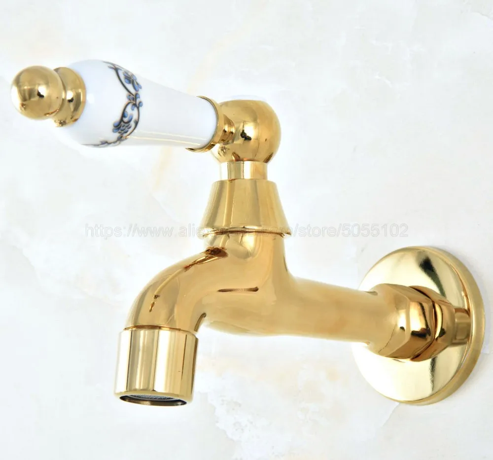 House Home Wall Mounted Bathroom Mop Tap Golden BrA Single Cold Water Tape for K - £35.17 GBP