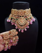 Vergoldet Indischer Bollywood Stil Kundan Halsband Ohrringe Schmuck - $189.05