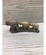 Hand Carved Elephant Family Figurine Marble Stone Hand Made In India Ele... - €10,30 EUR
