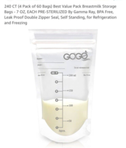 240 CT (4 Pack of 60 Bags) Best Value Pack Breastmilk Storage Bags - 7 O... - $29.58