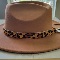 Hair on Hide Leather Adjustable Hat Band Leopard - $24.75