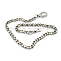 Silver Color Pocket Watch Chain Albert Chain for Men with Lobster Clasp FC49 - £12.10 GBP