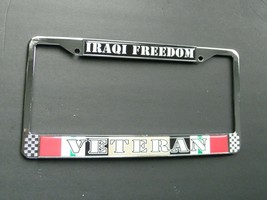 Iraqi Freedom Veteran Chrome Plated License Plate Frame 6X12 Inches Auto Size - £9.15 GBP