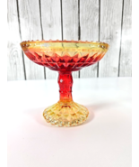 Vintage Amberina Glass Pedestal Compote Candy Dish 5.5” Tall 6” Dia Foot... - $21.92 CAD