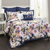 Lush Décor - Floral Watercolor 7-Piece Comforter Set Queen - £121.52 GBP