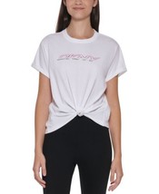 DKNY Womens Logo Knotted Cotton T-Shirt Color White Color XL - £25.57 GBP