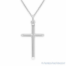Cross Charm Pendant Christian Crucifix Chain Necklace Sterling Silver 35mmx20mm - £25.39 GBP