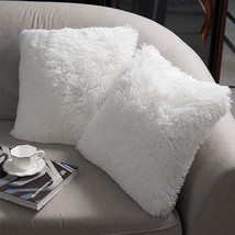 Decorative Throw Pillow Covers, 18&quot; X 18&quot; Inch, White, 2 Pack, Nordeco Home - £25.12 GBP