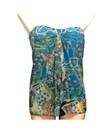 Ralph Lauren Blue Paisley Calypso Flyaway 1 Piece Swimsuit Size 8 Strapless - £22.34 GBP