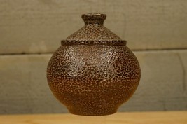 Studio Art Pottery Vermiculated Brown Glaze Bud Vase Oil Lamp Base Signe... - $24.74