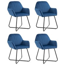 vidaXL Blue Velvet Steel Dining Chair Set - 4-Piece Powder-Coated Upholstered - €470,39 EUR