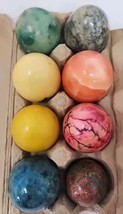 Mixed lot of 8 assorted alabaster marble stone eggs U147 - £46.33 GBP