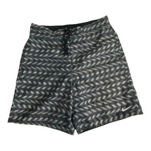 Nike Mens Swim Board Shorts Large Black Abstract Pockets Mesh Liner 9&quot; I... - $21.44