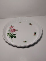 Vtg Christine Holm Ceramic Quiche Pie Dish 9.5" Fluted Rose Pattern Baki... - $14.82