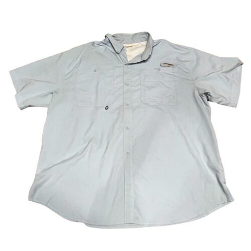 Primary image for Columbia Fishing Shirt Mens Size 2XL XXL Light Blue Button Up Vented Logo