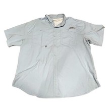 Columbia Fishing Shirt Mens Size 2XL XXL Light Blue Button Up Vented Logo - $32.71