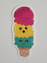 Three Scoops Ice Cream with Faces Cute Multicolor Sticker Decal Embellishment - £1.81 GBP